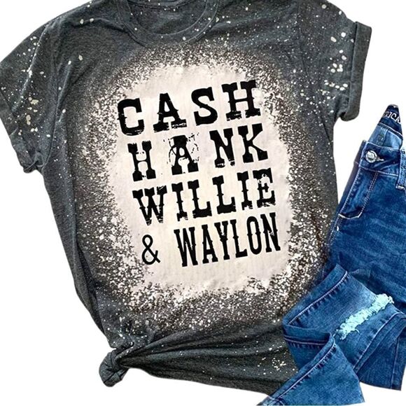 Cute blue bleach splash look top with legends in print - Picture 3 of 9